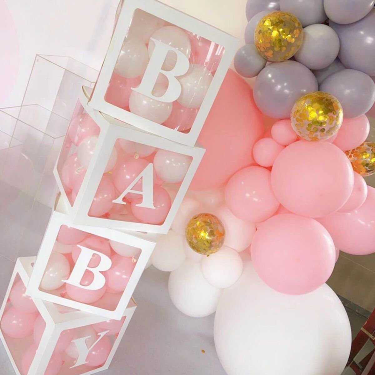 Transparent Name Box Wedding Balloon 1st Birthday Party Decoration Kids Birthday Balloons Latex Macaron Balloon Baby Shower