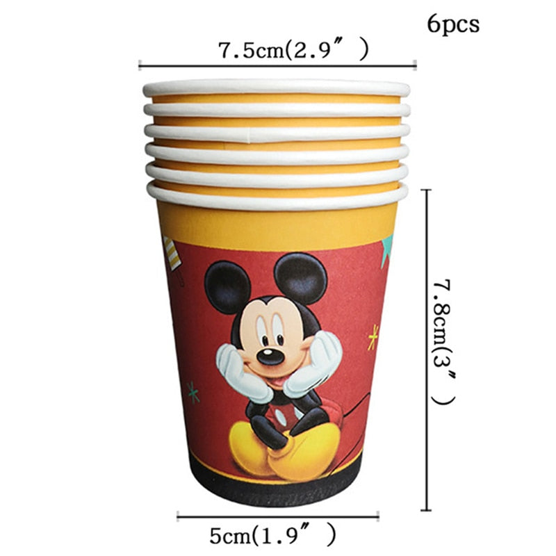 Cartoon Mickey Mouse Theme Cutlery Kids Party Decoration Children Birthday Party Baby Bath Cup Plate Party Supplies Dinner sets