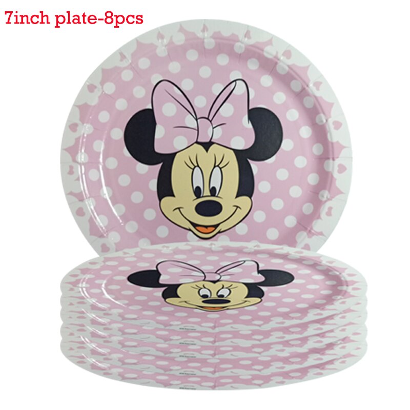 Disney Minnie Mouse party theme Birthday anniversary paper disposable tableware decoration for girl kid favor cake diy party