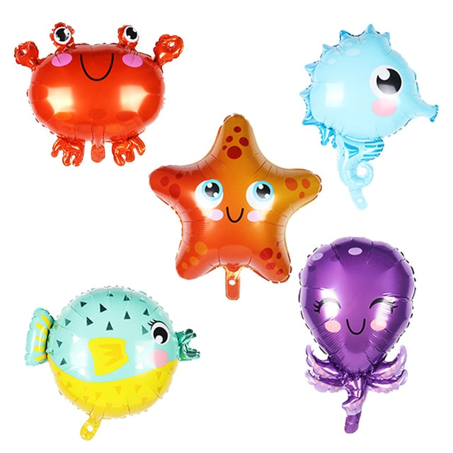 5pcs Fish Sea Animal Balloons Starfish Sea horse Air Balloon Ocean World Under Sea Theme Birthday party Decoration Baby Shower