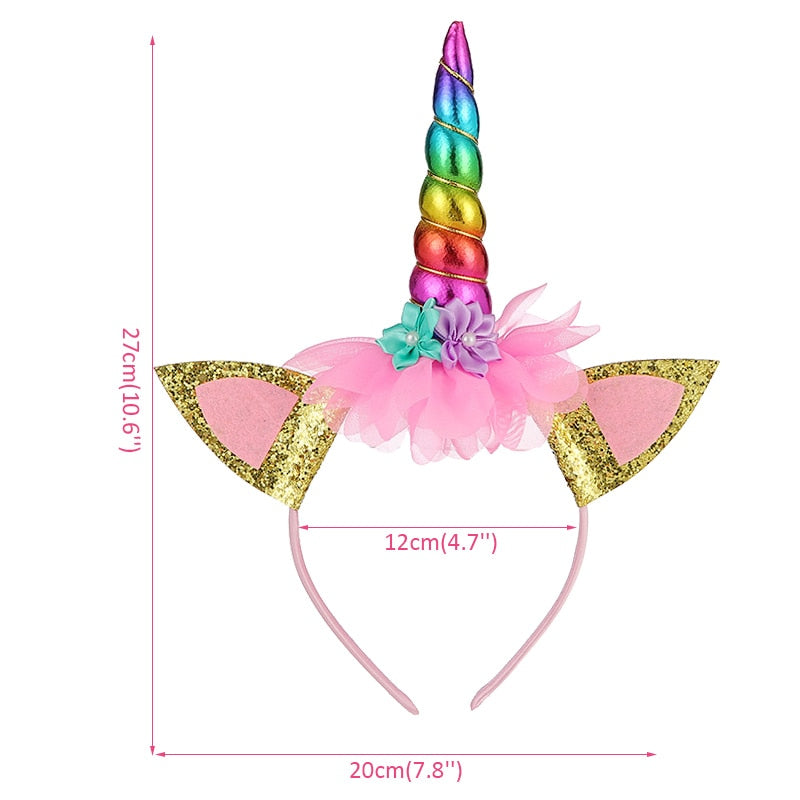 Birthday Girl Unicorn Headband with Sash Unicorn Cake Topper Baby Shower Girl Birthday Party Decorations Unicorn Party Supplies