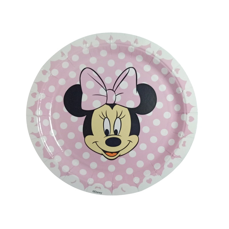 Disney Minnie Mouse party theme Birthday anniversary paper disposable tableware decoration for girl kid favor cake diy party