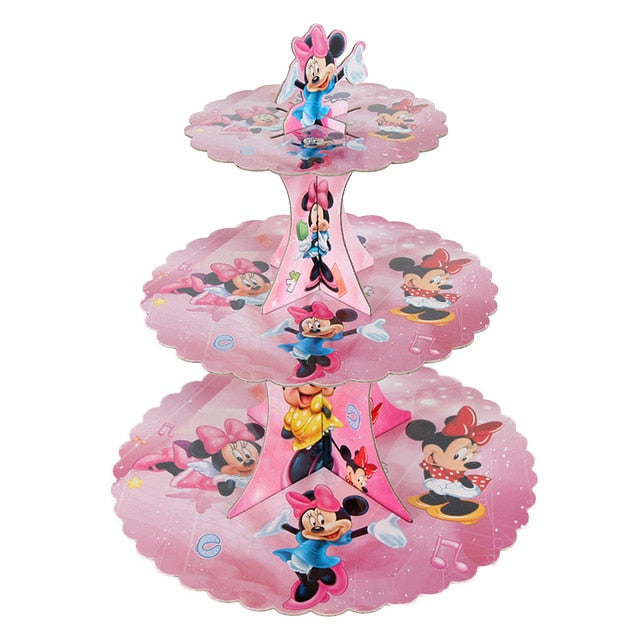 Disney Minnie Mouse Theme Birthday Party Supplies Cup Plate Kids Girl Birthday Party Decoration Disposable Tableware Set