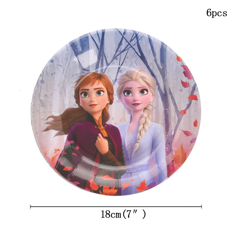 Disney Frozen Anna and Elsa Princess Birthday Party Decorations Kids Disposable Tableware Birthday Party Decorations Supplies