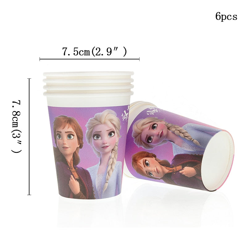 Disney Frozen Anna and Elsa Princess Birthday Party Decorations Kids Disposable Tableware Birthday Party Decorations Supplies