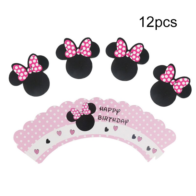 Disney Minnie Mouse Theme Birthday Party Supplies Cup Plate Kids Girl Birthday Party Decoration Disposable Tableware Set