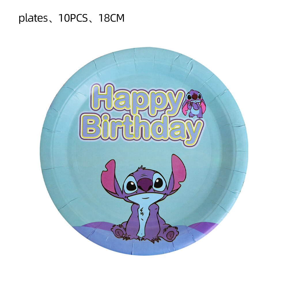 Disney Stitch Theme Party Supplies Disposable Tableware Paper Cup Plate Napkins Banner For Kids Birthday Party Decor Baby Shower