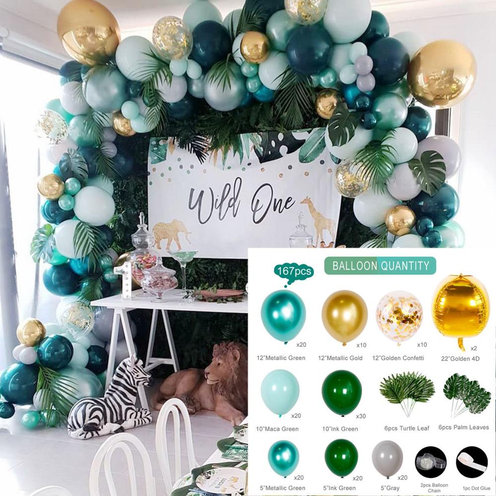 Macaron Green Balloon Garland Arch Kit Jungle Safari Theme Birthday Party Decorations Kids Wedding Balloon Baby Shower Boy Decor