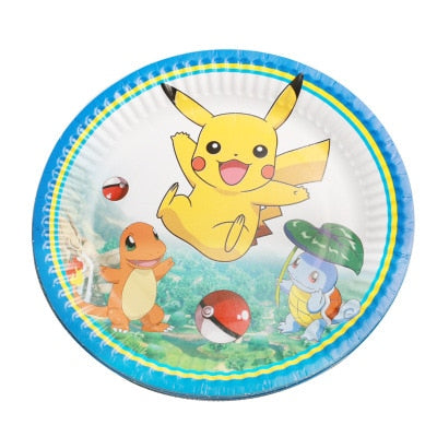 18 Style Pokemon Theme Figures Pikachu Birthday Party Decoration Dinner Plate Table Spoon Anime Figure Tableware Toy Kid Gift