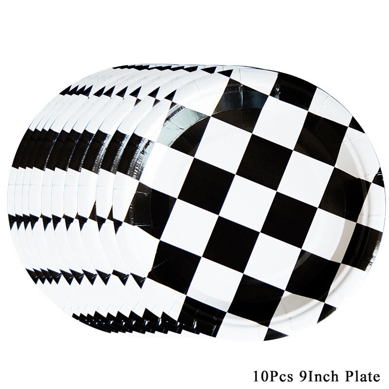 1set 137x274cm Black White Tablecloths Racing Car Motorcycle Theme Party Dispossible Plastic Tablecover Birthday Party Supplies