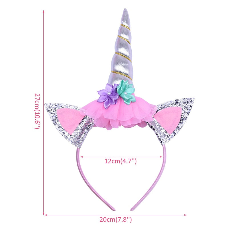 Birthday Girl Unicorn Headband with Sash Unicorn Cake Topper Baby Shower Girl Birthday Party Decorations Unicorn Party Supplies