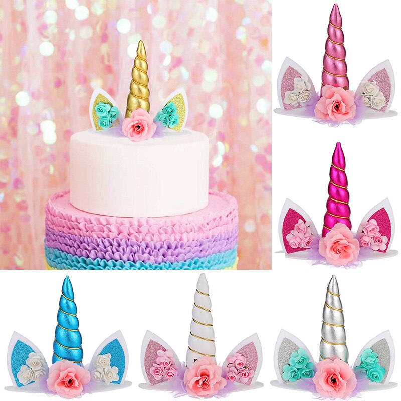 Birthday Girl Unicorn Headband with Sash Unicorn Cake Topper Baby Shower Girl Birthday Party Decorations Unicorn Party Supplies