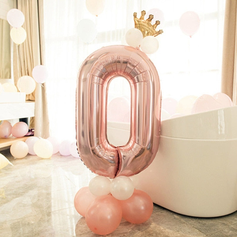 First Birthday Boy Girl Party Rose Gold Column Balloon Happy Birthday Decoration My One Year 1st Birthday Supplies Kids Adult