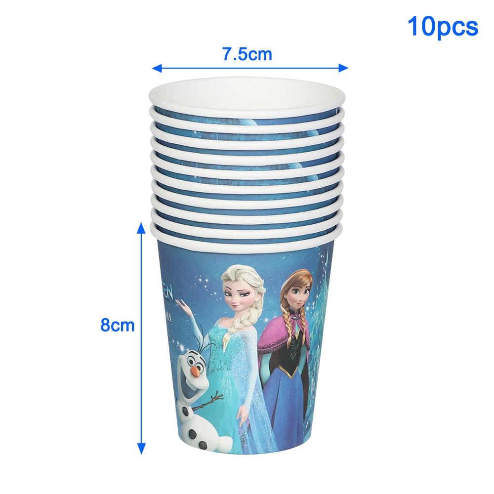 Frozen Anna Elsa Princess Birthday Party Decorations Kids Disposable Tableware Cup Plate Napkin Straw Baby Shower Supplies Event