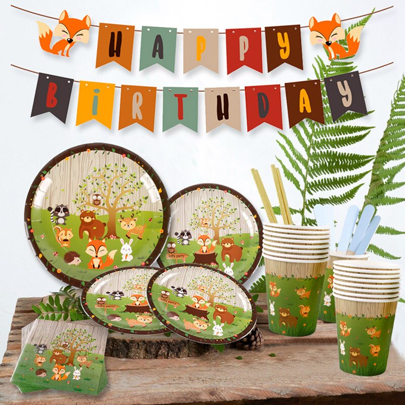 Staraise Woodland Animal Jungle Forest DIY Party Decor Woodland Birthday Party Baby Shower Decor Kids Birthday Party Supplies