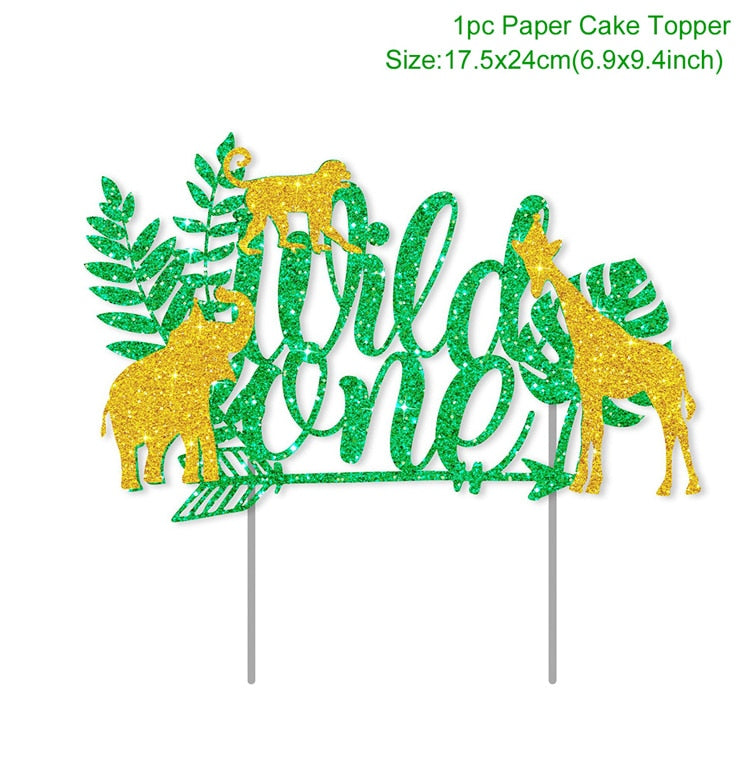 Jungle Animals Disposable Tableware Wild One Woodland Safari 1st Birthday Party Decoration Kids Baby Shower Jungle Themed Party