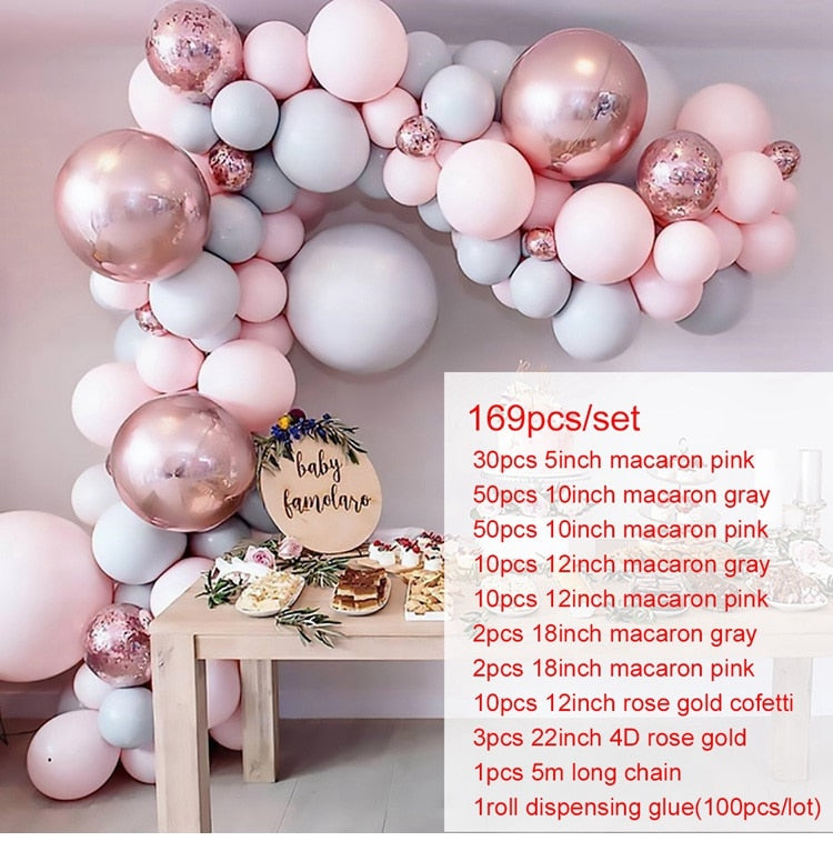 Macaron Balloons Garland Arch Rose Gold Confetti Ballon Wedding Birthday Baloon Birthday Party Decor Kids Baby Shower