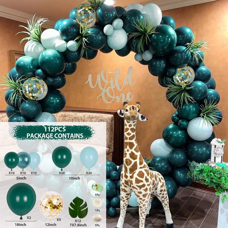 Macaron Green Balloon Garland Arch Kit Jungle Safari Theme Birthday Party Decorations Kids Wedding Balloon Baby Shower Boy Decor