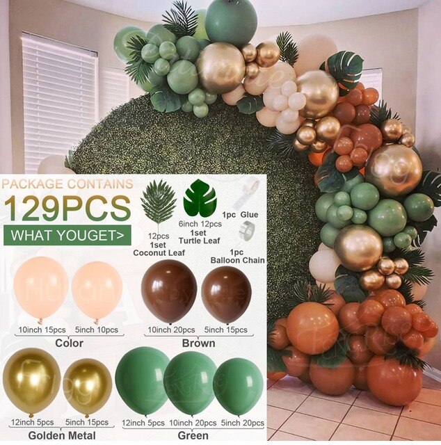 Macaron Green Balloon Garland Arch Kit Jungle Safari Theme Birthday Party Decorations Kids Wedding Balloon Baby Shower Boy Decor