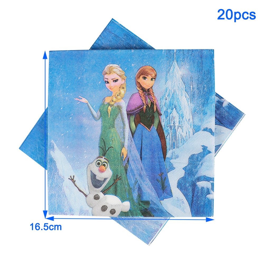 Frozen Anna Elsa Princess Birthday Party Decorations Kids Disposable Tableware Cup Plate Napkin Straw Baby Shower Supplies Event