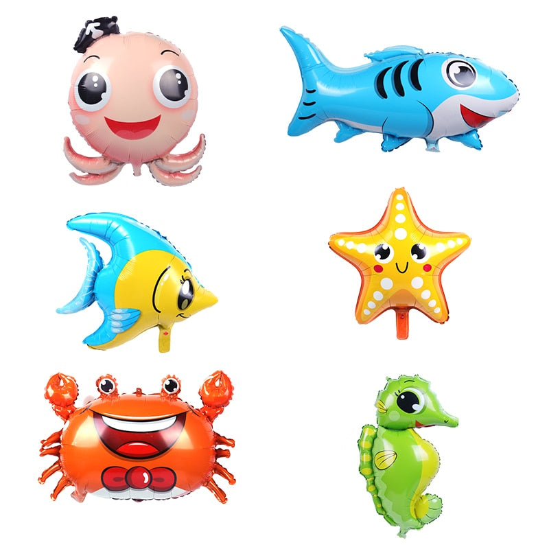 5pcs Fish Sea Animal Balloons Starfish Sea horse Air Balloon Ocean World Under Sea Theme Birthday party Decoration Baby Shower