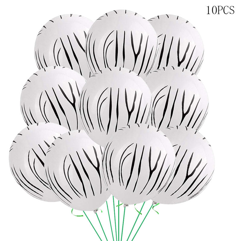 10pcs 12inch Jungle Wild Animal Party Supplies Birthday Decorations Latex White Balloons Kids Birthday Party Animal Balloons