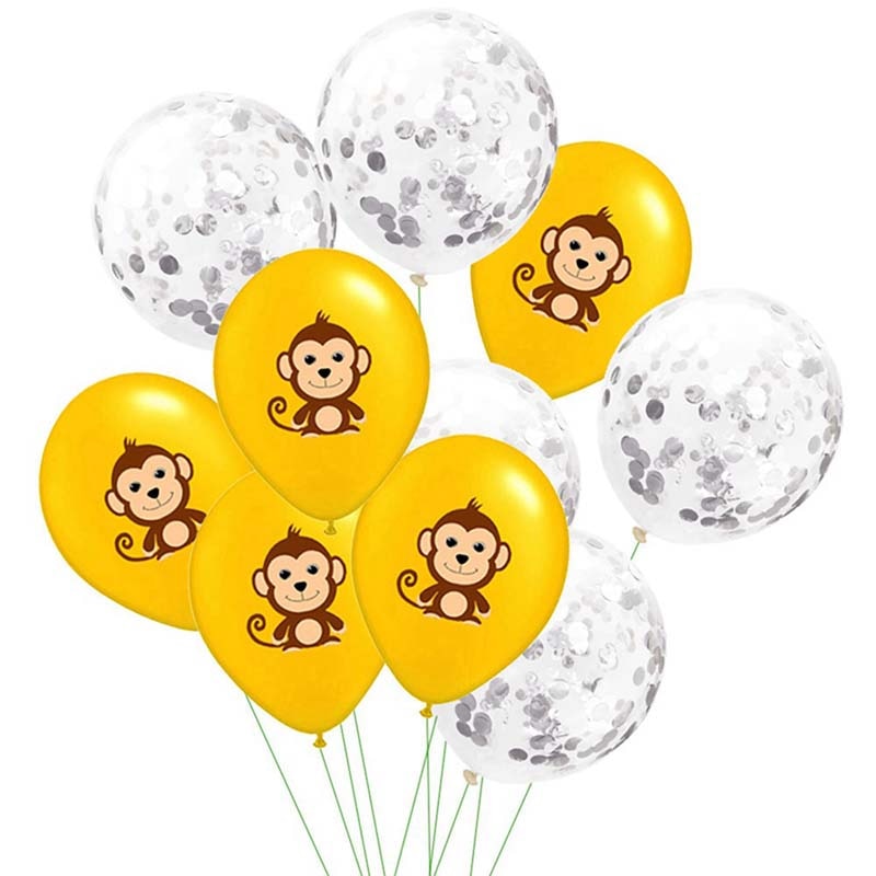 10pcs 12inch Jungle Wild Animal Party Supplies Birthday Decorations Latex White Balloons Kids Birthday Party Animal Balloons