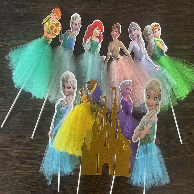 1pcs 21cm Princess Birthday Party Decorations Kids Cake Topper for Girls Birthday Decoration Anniversaire Cake Supplies