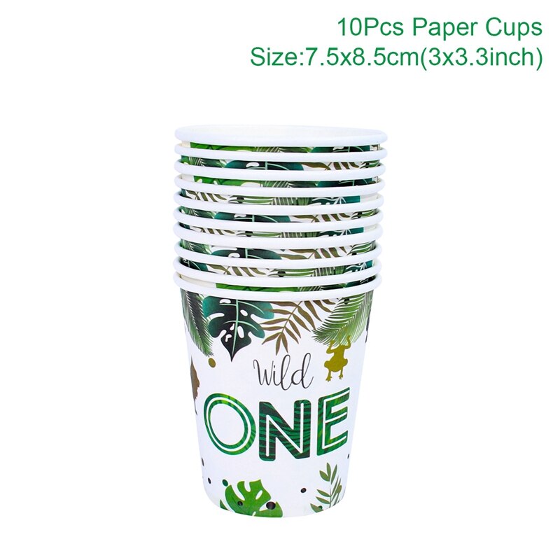 QIFU Jungle Animal Tableware Set Wild One Birthday Party Decor Kids Green Forest Party Supplies Jungle Safari Theme Party Decor