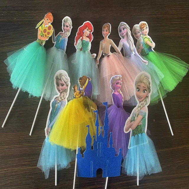 1pcs 21cm Princess Birthday Party Decorations Kids Cake Topper for Girls Birthday Decoration Anniversaire Cake Supplies