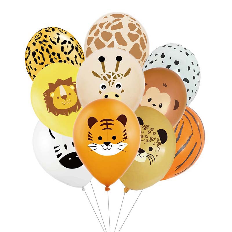 10pcs 12inch Jungle Wild Animal Party Supplies Birthday Decorations Latex White Balloons Kids Birthday Party Animal Balloons