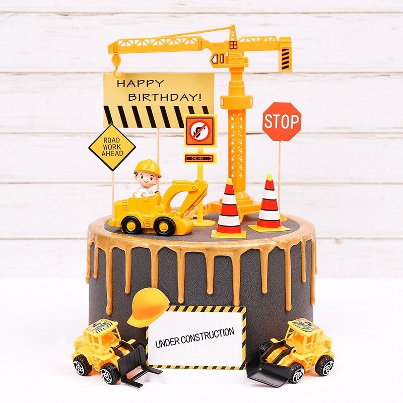 Construction Theme Tableware Tractor Truck Paper Cups Plates Tablecloth For Kids Boy Birthday Party Decorations