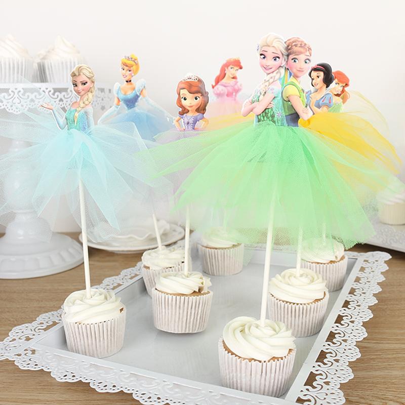 1pcs 21cm Princess Birthday Party Decorations Kids Cake Topper for Girls Birthday Decoration Anniversaire Cake Supplies