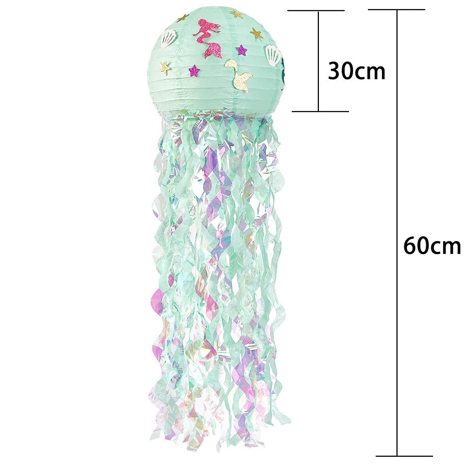 New Mermaid Jellyfish Paper Lantern Disposable Tableware for Mermaid Themed Birthday Party Decoration DIY Wedding Supply