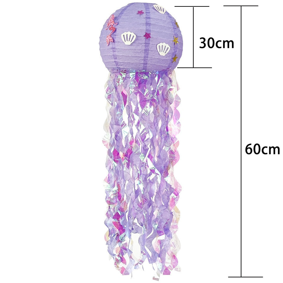 New Mermaid Jellyfish Paper Lantern Disposable Tableware for Mermaid Themed Birthday Party Decoration DIY Wedding Supply