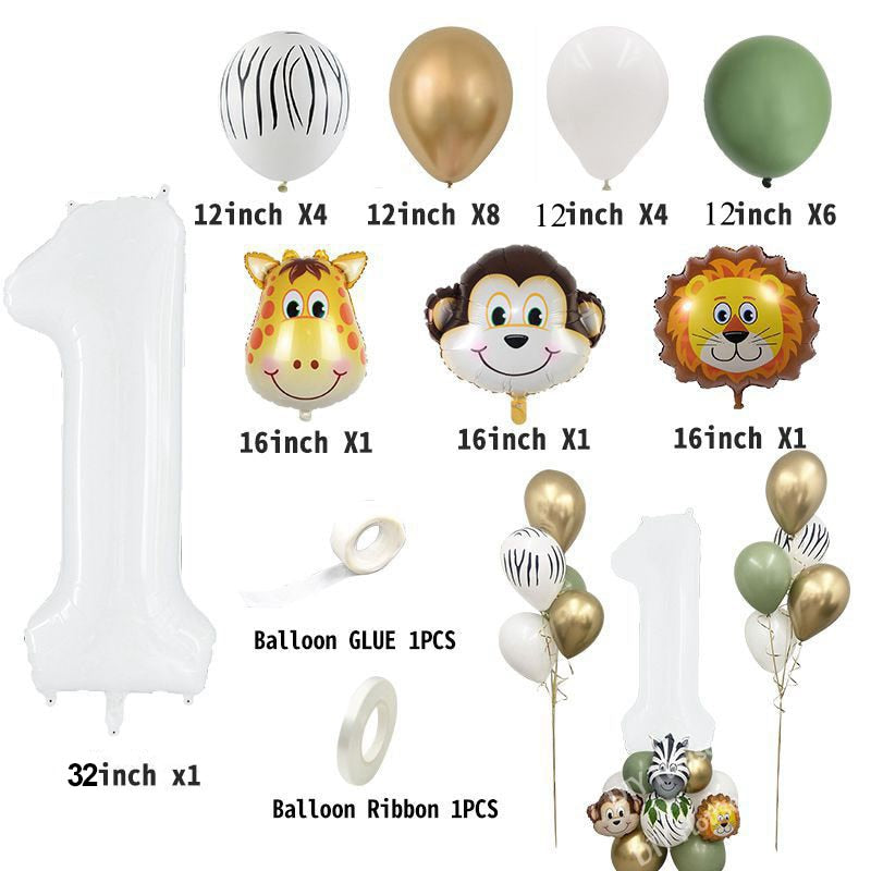 New! Wild One Birthday Party Balloons Jungle Safari Party Forest Decoration Kids First 1st Birthday Safari Jungle Party Supplies