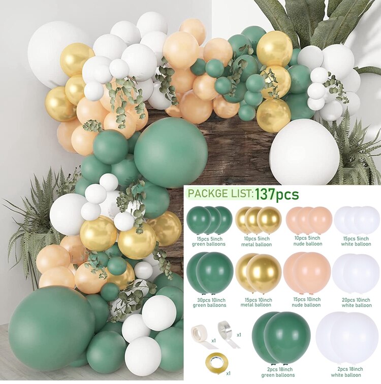 Macaron Green Balloon Garland Arch Kit Jungle Safari Theme Birthday Party Decorations Kids Wedding Balloon Baby Shower Boy Decor