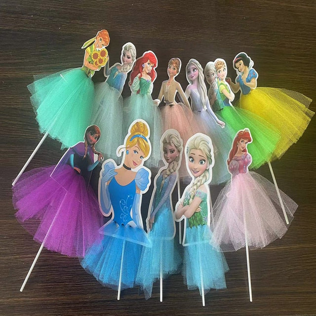 1pcs 21cm Princess Birthday Party Decorations Kids Cake Topper for Girls Birthday Decoration Anniversaire Cake Supplies