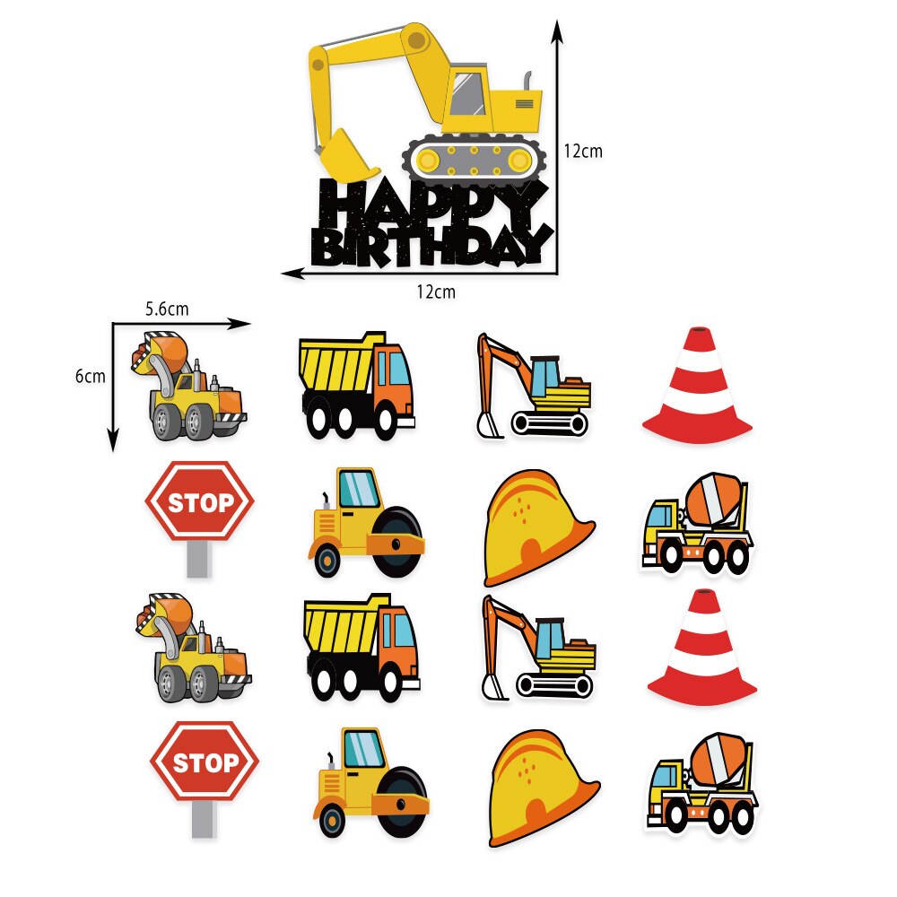 Construction Theme Tableware Tractor Truck Paper Cups Plates Tablecloth For Kids Boy Birthday Party Decorations