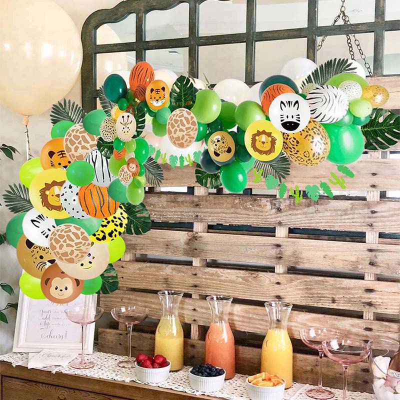 10pcs 12inch Jungle Wild Animal Party Supplies Birthday Decorations Latex White Balloons Kids Birthday Party Animal Balloons