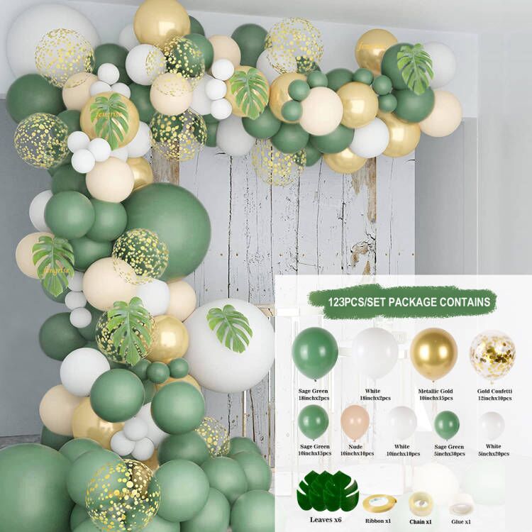 Macaron Green Balloon Garland Arch Kit Jungle Safari Theme Birthday Party Decorations Kids Wedding Balloon Baby Shower Boy Decor