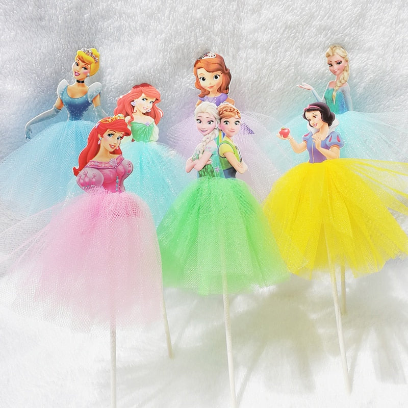 1pcs 21cm Princess Birthday Party Decorations Kids Cake Topper for Girls Birthday Decoration Anniversaire Cake Supplies