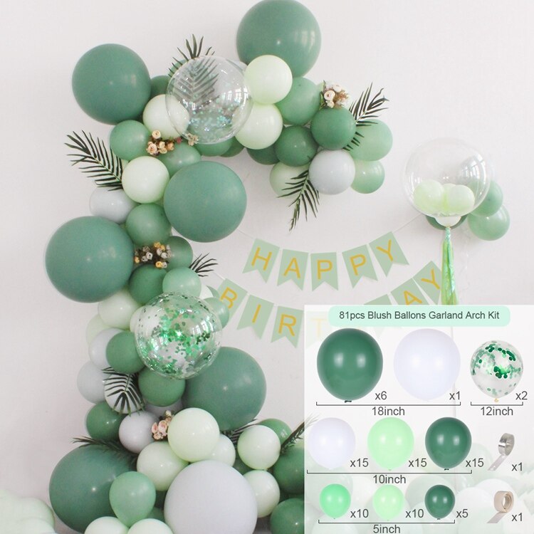 Macaron Green Balloon Garland Arch Kit Jungle Safari Theme Birthday Party Decorations Kids Wedding Balloon Baby Shower Boy Decor