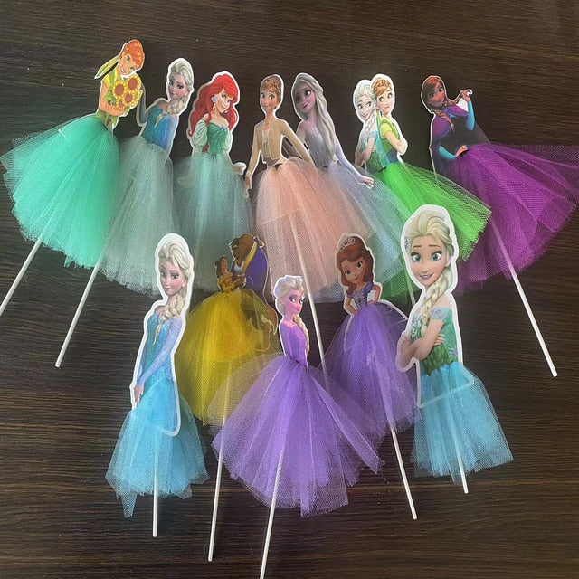 1pcs 21cm Princess Birthday Party Decorations Kids Cake Topper for Girls Birthday Decoration Anniversaire Cake Supplies