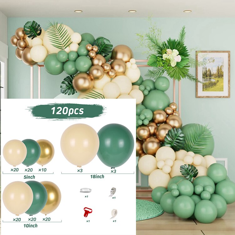 Macaron Green Balloon Garland Arch Kit Jungle Safari Theme Birthday Party Decorations Kids Wedding Balloon Baby Shower Boy Decor