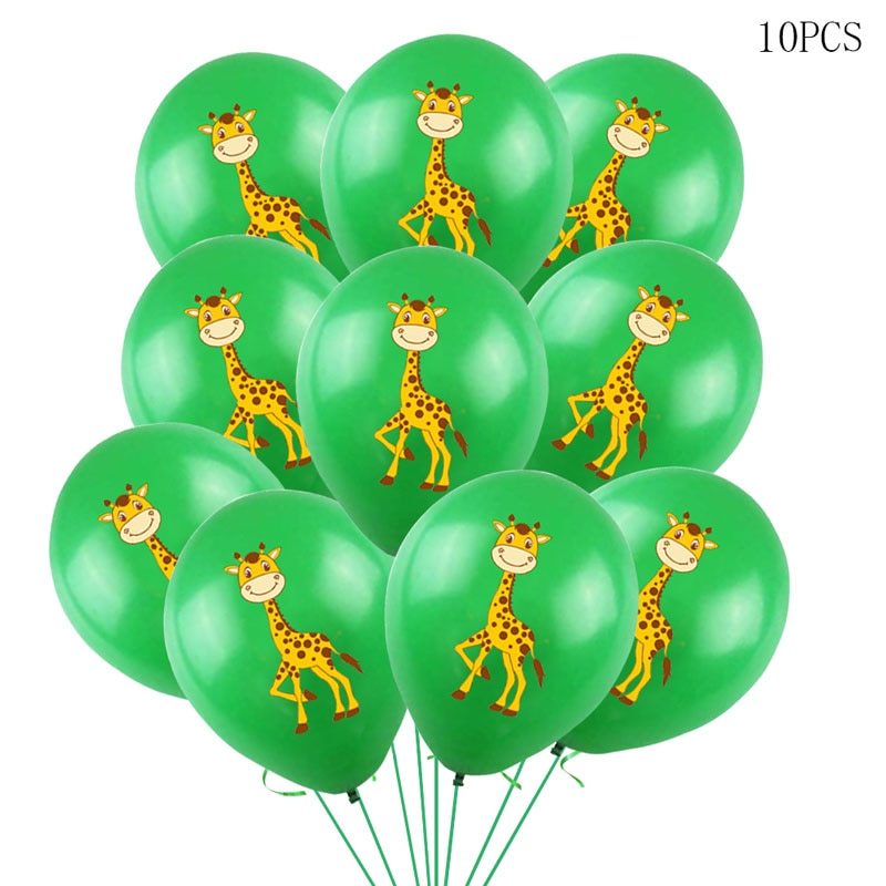 10pcs 12inch Jungle Wild Animal Party Supplies Birthday Decorations Latex White Balloons Kids Birthday Party Animal Balloons