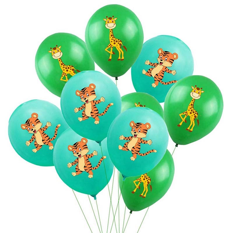 10pcs 12inch Jungle Wild Animal Party Supplies Birthday Decorations Latex White Balloons Kids Birthday Party Animal Balloons