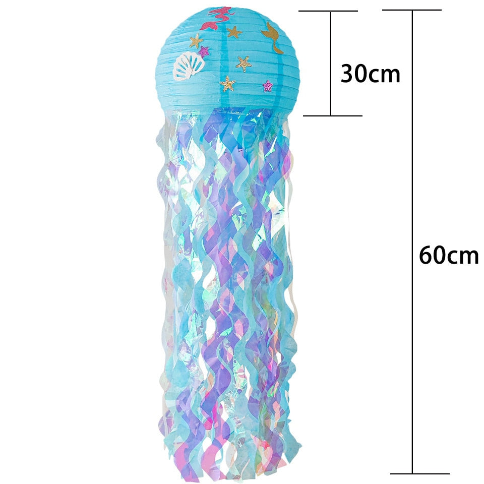 New Mermaid Jellyfish Paper Lantern Disposable Tableware for Mermaid Themed Birthday Party Decoration DIY Wedding Supply