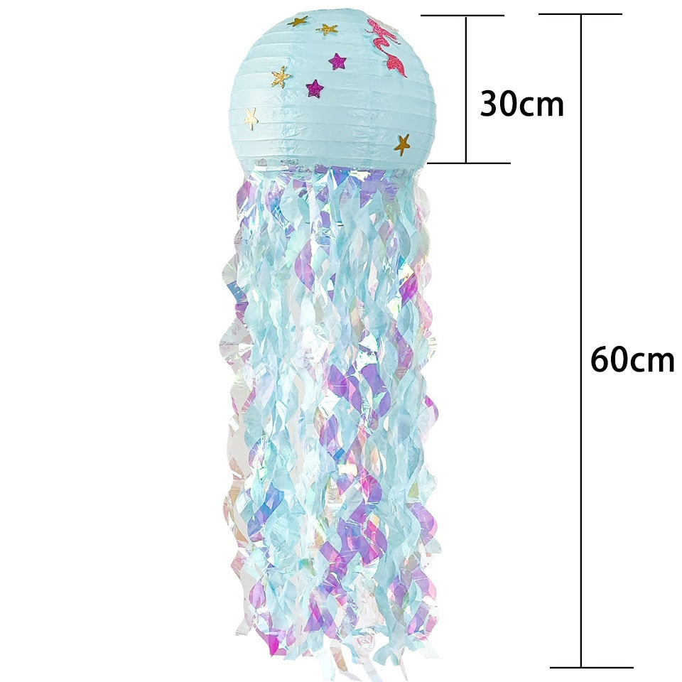 New Mermaid Jellyfish Paper Lantern Disposable Tableware for Mermaid Themed Birthday Party Decoration DIY Wedding Supply