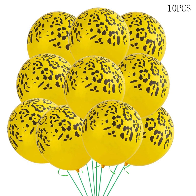 10pcs 12inch Jungle Wild Animal Party Supplies Birthday Decorations Latex White Balloons Kids Birthday Party Animal Balloons